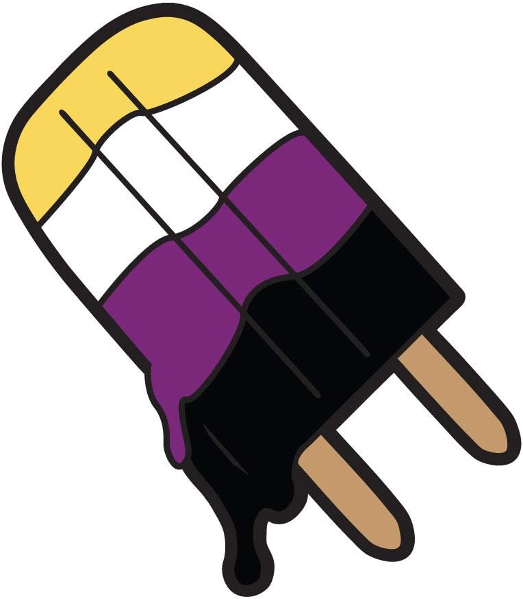 Dark Spark Decals Non Binary Pride Ice Pop Icecream, Hidden Pride Flag - 4 Inch Full Color Vinyl Decal for Indoor or Outdoor use, Cars, Laptops, Décor, Windows, and More