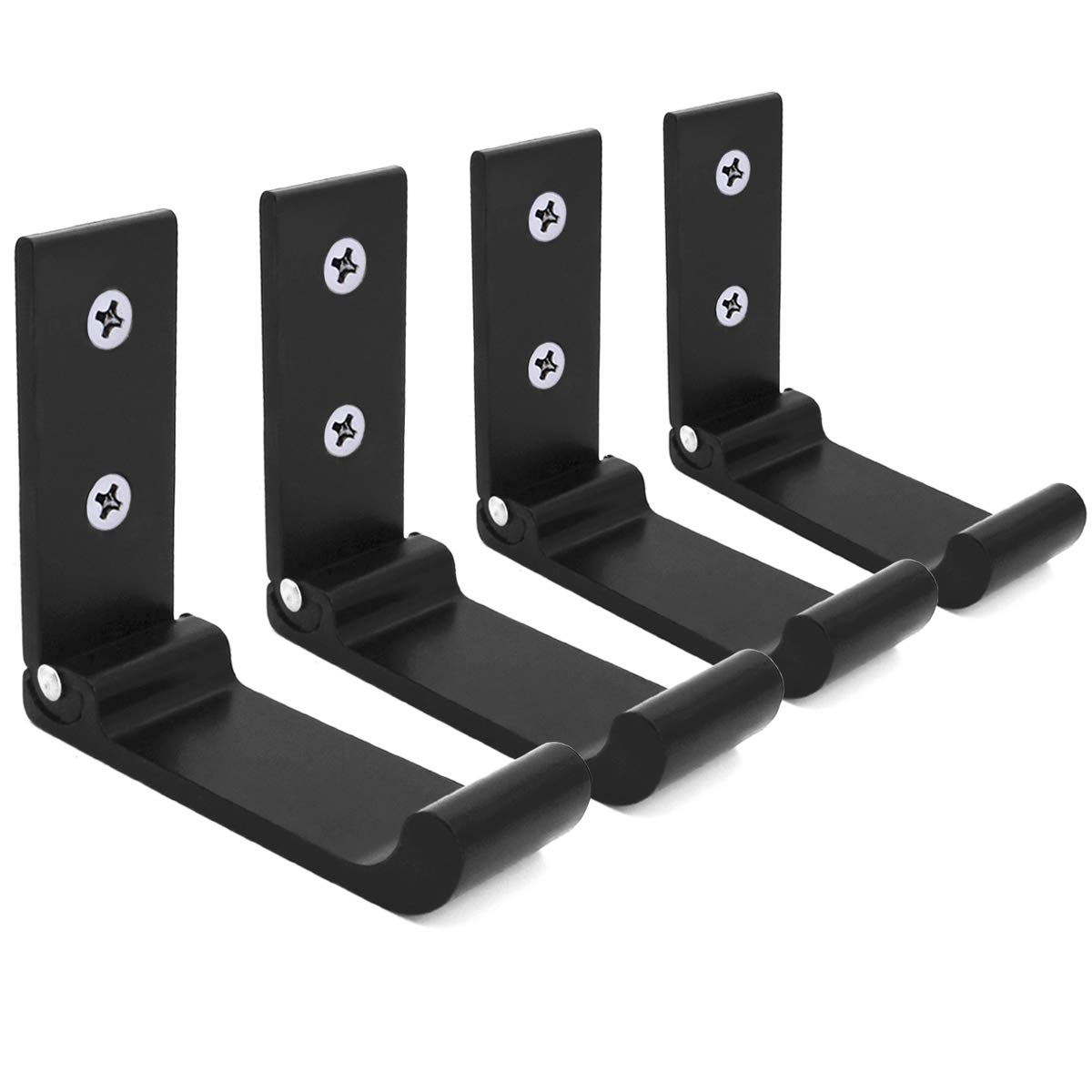 YOCZOX 4 PCS Folding Aluminum Alloy Wall Mounted Coat Hook, Foldable Multifunction Hanger with Upgrade Rounded Corner for Headphones, Backpacks, Bathroom Kitchen Bedroom (Black)