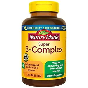 Nature Made Super B Complex with Vitamin C and Folic Acid, Dietary Supplement for Cellular Energy Support, 250 Tablets…