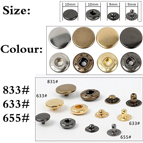 Aiskaer 120 Sets Snap Fasteners Kit, Metal Snap Buttons Press Studs with 4 Pieces Fixing Tools, 4 Color Clothing Snaps Kit for Leather, Coat, Down Jacket, Jeans Wear and Bags - Thumbnail 2