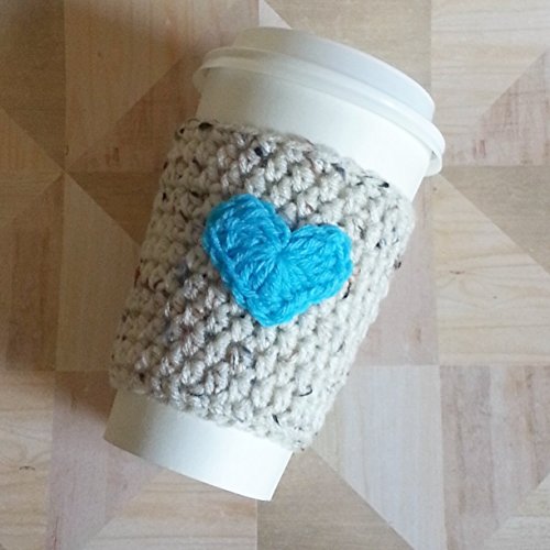 Tea Cup Sleeve Oatmeal with Turquoise Heart