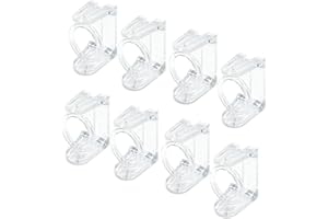 LELE LIFE 8pcs 360° Rotating Ring Curtain Rod Brackets No Drilling, Unlimited Installation Angle, Self Adhesive Tension Rod Curtain Rod Holders, Curtain Rod Hooks Hangers, Clear