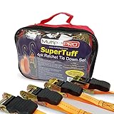 MultiplePRO SuperTuff 15ft Ratchet Tie Down Cargo Straps – 4 Pk Heavy Duty 1,500 lbs Break Strength