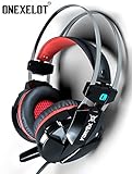 ONEXELOT 2017 New Model VORTEX Gaming Headset Over-Ear, LED, with Microphone, Volume Control, Surround Sound Gaming Headphones Dual 3.5mm Jacks/USB Plug for PC / Mac