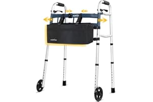 Folding Narrow Walker for Seniors – Width & Height Adjustable Walker with Bag, Lightweight Standard Walker for Elderly, Walke