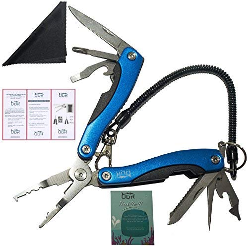 Outdoor Runs Folding Fishing Pliers Stainless Steel Multi Tool Sheath Coiled Lanyard and Hydrophilic Textile