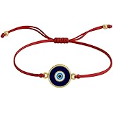 Nice For You Red String Gold Frame Evil Eye Charm Bracelet – Adjustable Unisex Design, Real Glass Beads, Protection & Energy Symbol