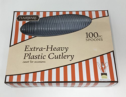 Fineline Settings 500-Piece Extra Heavy Cutlery Teaspoons, Clear. 5x 100 Packs (Packaging Design May Vary)