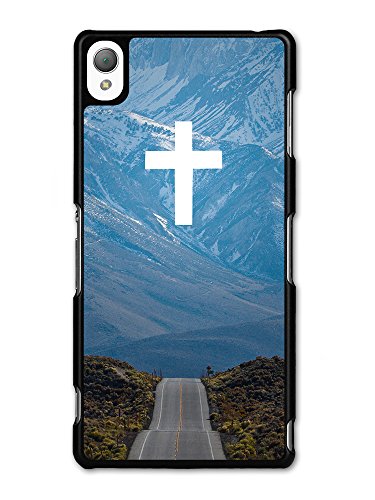 White Chistian Faith Cross in Sky above Road to the Mountains case for Sony Xperia Z3