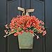 Nahuaa 4PCS Artificial Anthurium Flowers Red Fake Greenery Plants Faux Plastic Wheat Grass Shrubs Table Centerpieces Arrangements for Christmas Home Kitchen Window Box Outdoor Spring Decorations