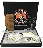 TAME’S DELUXE BEARD SHAPER KIT - For Well Groomed Men - Beard Shaping Tool for Precise Styling - Natural Pear Wood Comb for Proper Grooming - Pointy Scissors for Accurate Cuts - Storage Gift Box