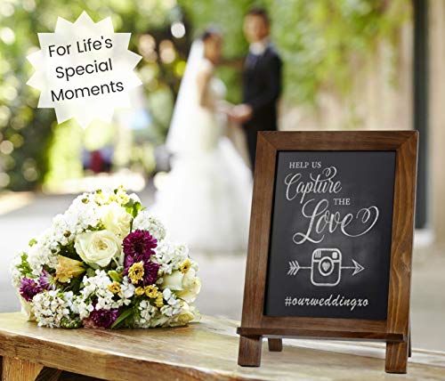 ChalkPro Wooden Framed Standing Chalkboard Sign + Includes White Chalk Marker | Magnetic Non-Porous Memo Board | Rustic Décor for Kitchen, Home, Bar, Countertop, Wedding, Café, Party, and Restaurant - Thumbnail 3