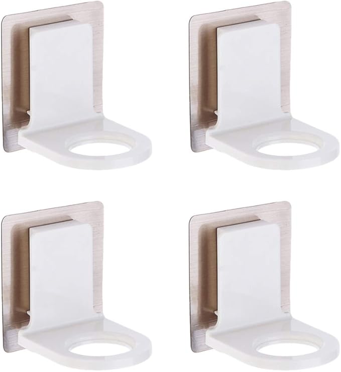 TOPBATHY 4pcs Wall Mounted Shampoo Holder Self Adhesive Removable Bathroom Bottle Holder Hook