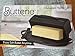 Butterie Flip Top Butter Dish For Countertop or Refrigerator, BPA Free, Black