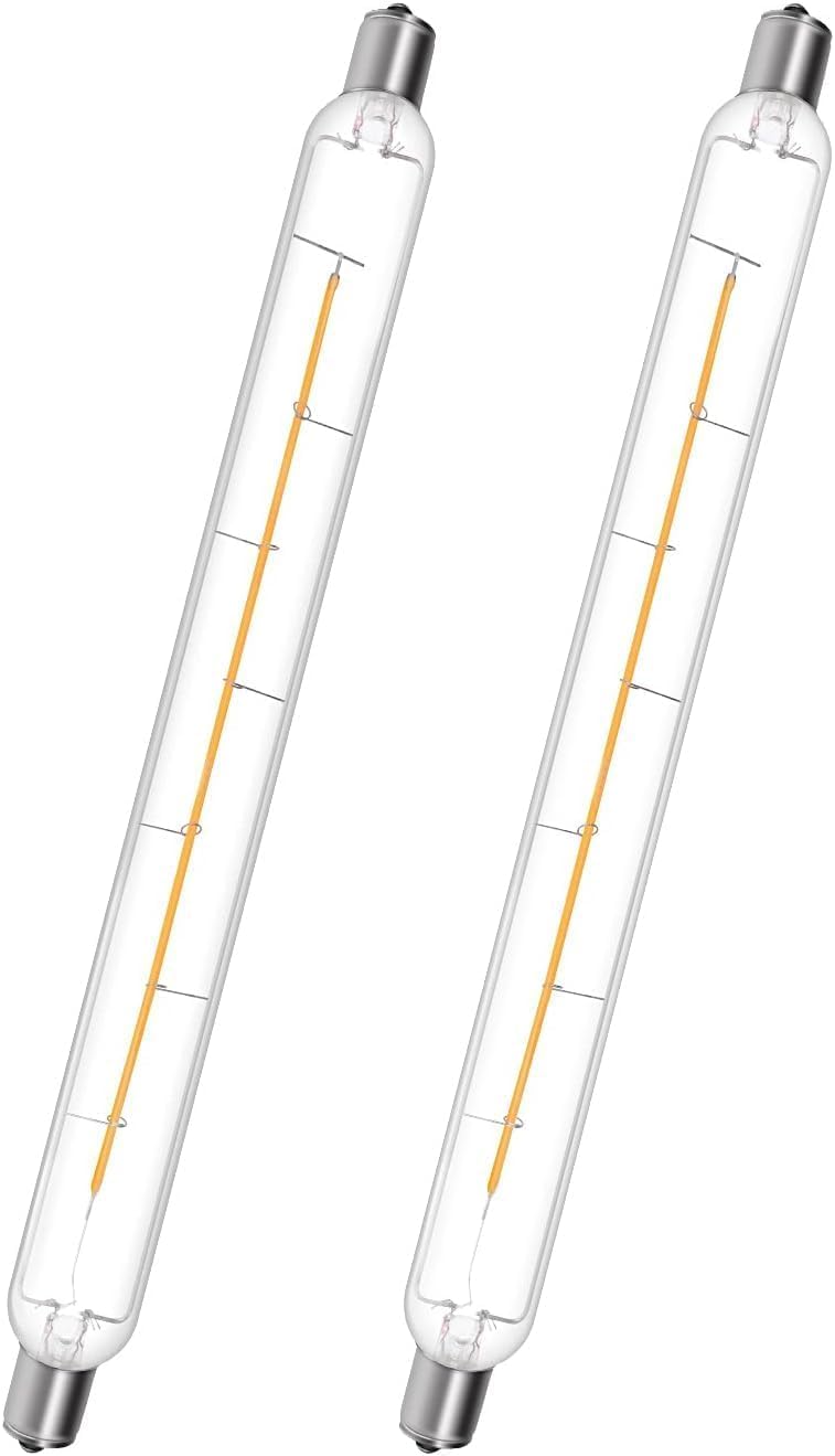 DoRight S15s LED Light Bulbs 284mm, 8W S15s LED Strip Lights Warm White 2700K 80W S15 Bulb 284mm Replacement T25 Tubular Clear Filament Bulb for Under Kitchen Light Fittings (Non-dimmable, 2-Pack)