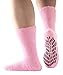 Silverts Men’s and Women’s Diabetic Gripper Non Skid Hospital Slipper Socks for Seniors - Adaptive Clothing Gift for Elderly - Soft Warm Fuzzy Grip Slip Resistant - Baby Pink