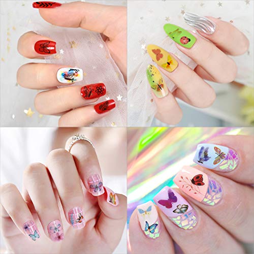 B bangcool Butterfly Nail Sticker DIY Nail Art Stickers for Gel Nails Decals for Women Nail Art Accessories kit, Nail Art Foils for Nails Design Nail Art Decal Stickers for Nail Salon Nails Supply