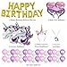 Birthday Party Decoration Kits 40 pcs Glitter Unicorn Headband,Gold Happy Birthday Banner,Foil Party Balloons, Headband for Kids Girls Birthday Party (Pink)