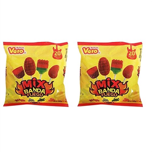 Vero Mix Banda de Fuego Includes Mango, Elotes, Trabalenguas, Sandi Brochas - 11 ounces - 20 pieces each bag (Pack of 2)
