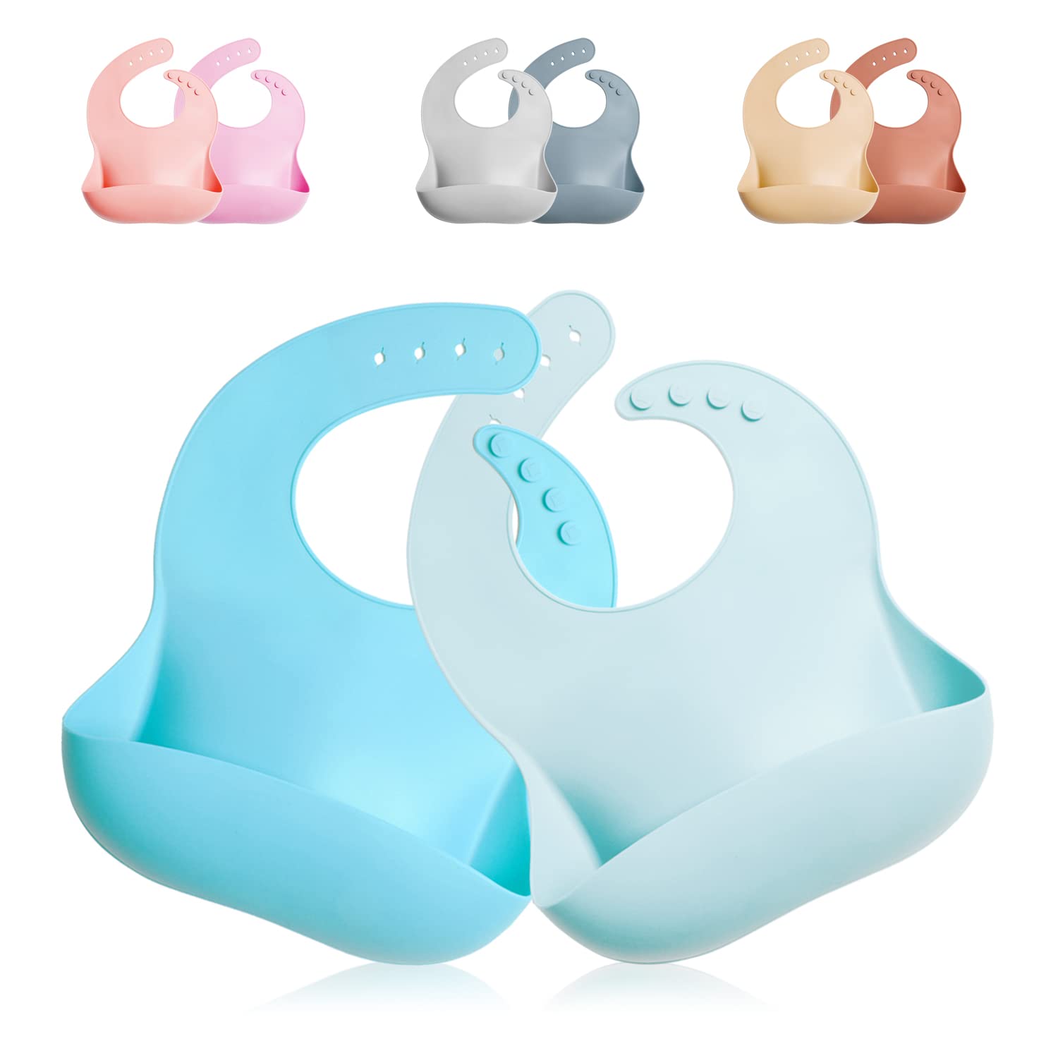 GODR7OY Unisex Kids Yy2023y Silicone Baby Bib, Blue Sky, 2 Count Pack of 1 UK