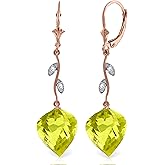 Galaxy Gold GG 14k Solid Gold Leverback Earrings with Diamonds and Briolette Twisted Quartz Lemon
