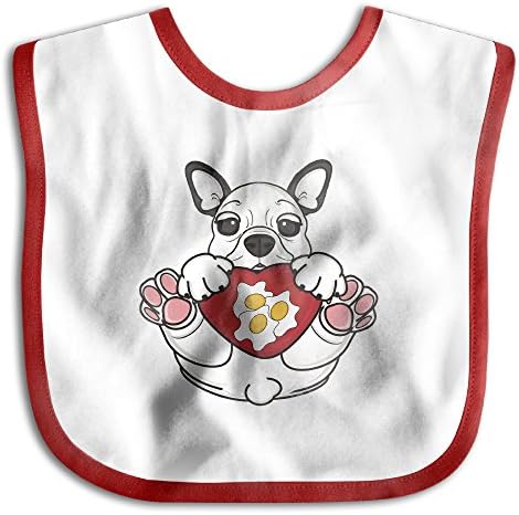 I Love Omelette Funny Bulldog Soft Cotton Infant Baby Bid Pinafore Saliva Towels Red