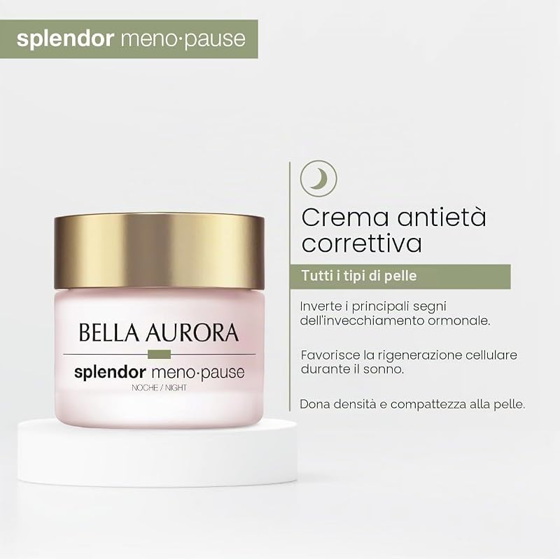 Splendor Menopause Notte | Crema antietà correttore per pelle matura | Rigenera durante la notte, riduce le rughe, apporta compattezza e densità | Con ceramidi e melatonina | 50 ml
