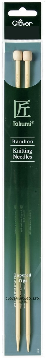 Clover Takumi Bamboo: Knitting Pins: Single Ended: 35cm x 10.00mm, Wood, 10mm