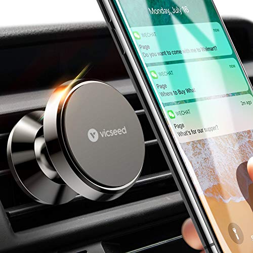 Car Phone Mount, VICSEED Magnet N52 Air Vent Mount 360Â° Rotation Car Phone Holder Cradle for Car Compatible with iPhone Xs Max XR X 8 Plus 7 Plus 6, Samsung S7 S8, HTC, LG, GPS Devices - Black