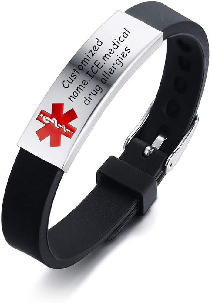 NJ Free Engraving Medical Alert Bracelet for Kids Teens