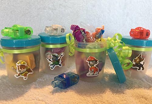Paw Patrol set of 8 custom birthday party favors filled with candy and Bonus LED Finger Light!