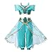 Pettigirl Girls Teal & Gold Princess Dress Up Costume 2Piece Pants Outfit (4 Years, Arabian Costume+Wig)