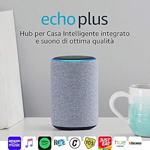 Echo Plus (2ª generazione) – Hub per Casa Intelligente integrato e suono di ottima qualità – Tessuto grigio mélange