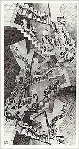 House of Stairs M. C. Escher Fantasy Poster Print 17.75x31.25