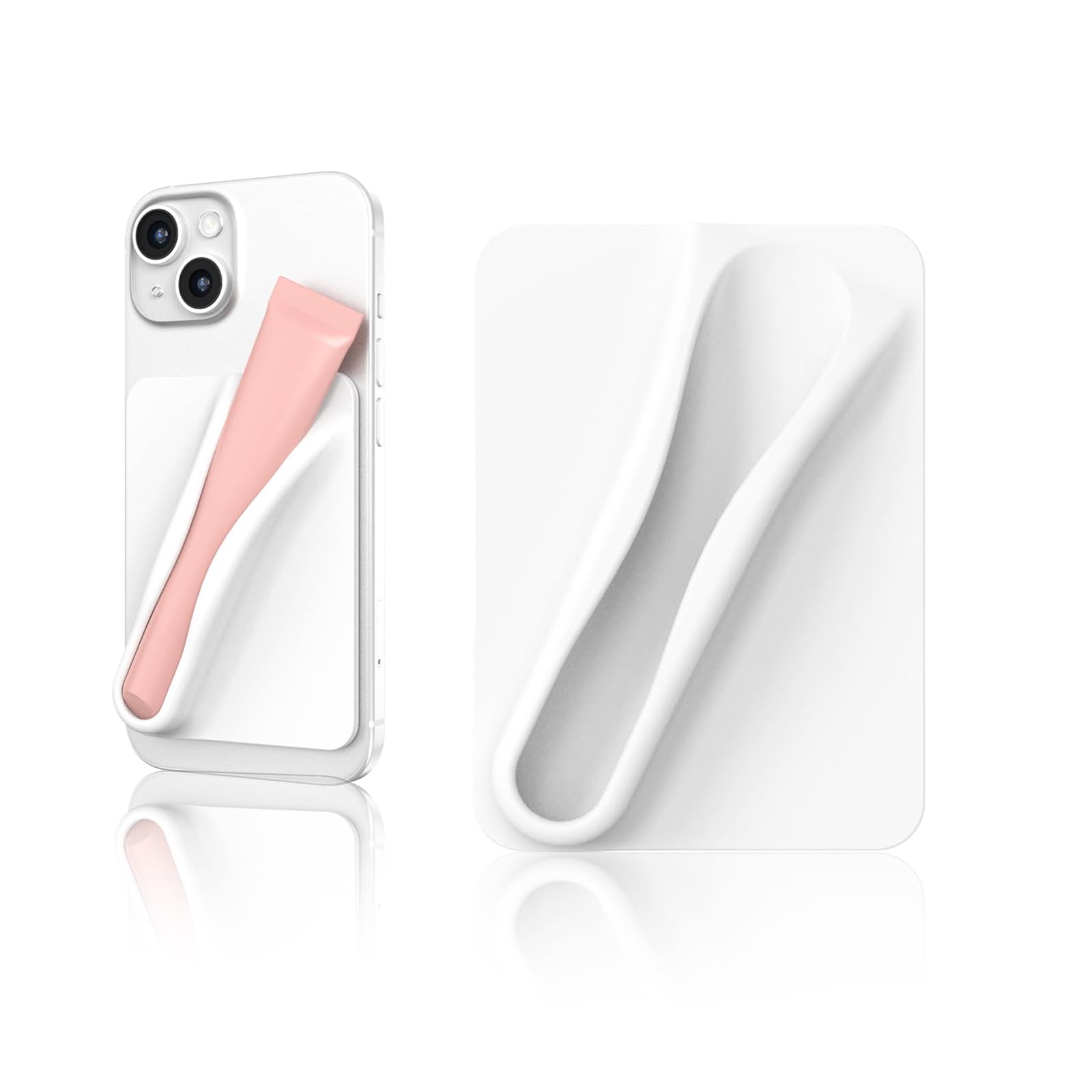 Rookii Lipstick Holder Phone Case,Silicone Lipgloss Holder, Adhesive Lip Gloss Balm Card Holder for iPhone and Android(white)