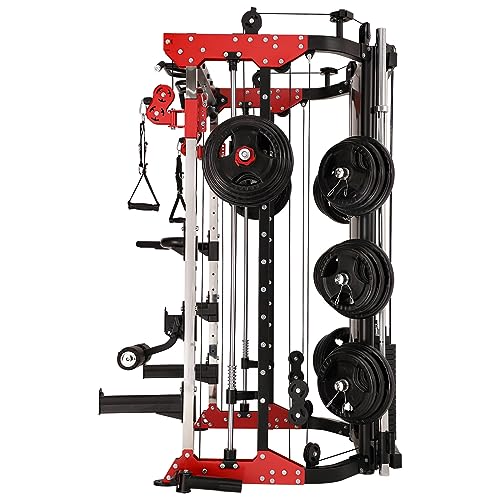 Altas Strength Home Gym Smith Machine with Pulley System Gym Squat Rack