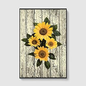 Framed Canvas Home Artwork Decoration Vintage Wood Canvas Wall Art for Living Room, Bedroom - 16x24 inches