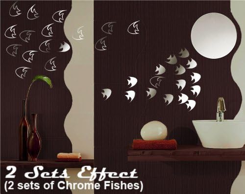 Blue Magic Design Tropical Fish Water Proof Vinyl Stickers Wall Art Window Bathroom Decoration Loose DIY Decals - White