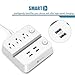 iClever BoostStrip Surge Protetcor Muti Outlets Power Strip with SmartID USB Charging Port (3 AC Outlets + 4 USB, White1)
