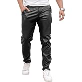 GINGTTO Mens Leather Pants Slim Fit Disco Pants for Men Stretch