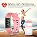 Fitness Tracker, Ouliou Activity Tracker with Heart Rate Monitor,Blood Pressure Monitor, IP67 Waterproof, Step Counter,Calorie Counter, Sleep Monitor for Kids/Woman/Man iOS Android(Pink)