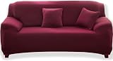 Teynewer 1-Piece Fit Stretch Sofa Cover 4 Seater Wine Red Elastic