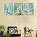 Ardemy Bathroom Canvas Cactus Wall Art Succulent Flowers Blue Painting, Modern Tropical Green Plants Pictures Framed for Bedroom Living Room Kitchen Spa Salon Home Office Wall Decor 12