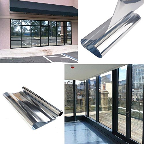 HOHO 60" x66ft roll Reflective One Way Silver Mirror Window Film Solar Tint Glass Sticker Privacy Protection(Silver)