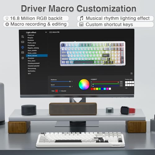 Aula F99 Keyboard Gaming Wireless Mechanical Keyboards Computer Bluetooth Creamy Keyboard Full Size Hot Swappable Custom RGB Backlit with 8000mAh Battery,Tri-Mode BT5.0/2.4GHz/USB-C (Black&White&Grey)