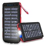 Power Bank 25000mAh Huge Capacity Solar Portable Charger Water-Resistant 3 Output Ports Battery Pack LED Flashlight SOS Warning Lamp For Outdoor Activities, Smartphone,Tablet and More