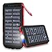 Power Bank 25000mAh Huge Capacity Solar Portable Charger Water-Resistant 3 Output Ports Battery Pack LED Flashlight SOS Warning Lamp For Outdoor Activities, Smartphone,Tablet and More