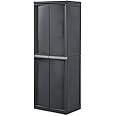 Sterilite Storage Cabinet, Plastic Closet Organizer, 4 Adjustable Shelves, Gray