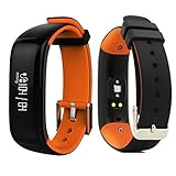 LEMFO P1 Bluetooth Waterproof Fitness Tracker with Heart Rate Monitor and Blood Pressure Sports Smart Wristband Pedometer Smart Bracelet Call Reminder Smart Band For Android iOS (Orange)