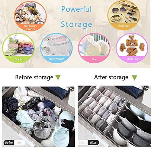 Auoinge Drawer Organiser Divider, Foldable Sock Underwear Drawer Organiser Storage Box for Wardrobe Closet, Dustproof, Odorless Bedroom Knicker Compartments
